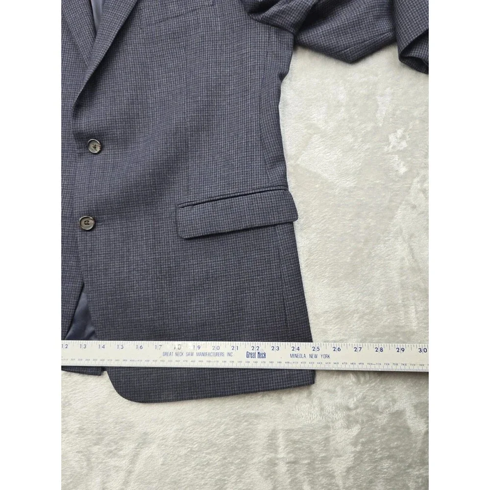 LRL Ralph Lauren Sport Coat Men 44R NavyBlue Houndstooth 100% Wool Jacket Blazer